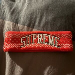 Supreme Red and White Knit Headband